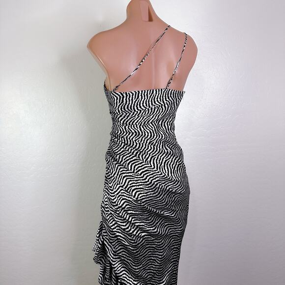 Cinq A Sept Christel 100% Silk Ruffled One Shoulder Midi Dress Striped sz 0 NWT - Picture 6 of 12